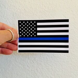American Flag Blue Line Stripe Police Law Enforcement Sticker Car Bumper Decal